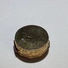 Vtg Round Micro Mosaic Floral Ornate Gold Tone Italian Pill Box Hinged Lid