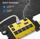 8-outlet Heavy Duty Power Strip Surge Protector 6ft Extension Cord  With 2 Usb
