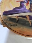 Rare Antique Signed Guinnot Tambourine Oil Painting Flamenco Dancer Metal Wood