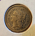 1865 3 Cent Nickel Piece Civil War Era