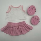 Build A Bear Pink White Lace Gem Heart Top Sequin Skirt Teddy Glitter Shoes Set