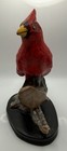 Vintage Ceramic Red Cardinal Bird Figurine On Tree Branch