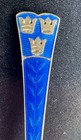 Vintage Sterling Silver Gilt Salt Spoon W  Blue Enamel By C g  Hallbergs