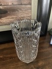 Vintage Pokish Crystal Clear Lead  8 2   crystal Vase Certified No Stamp Sticker
