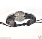 Black Men s Leather Bracelet Religious Catholic Saint St Benedict Medal Protect