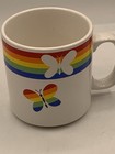 Vintage Russ Mug Cup Rainbow Butterfly Pride 8 Oz Korea