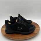 Size 6 Wide Skechers Womens Work Squad Sr Slip Resistant Black Slip On Sneakers