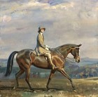 Antique Equestrian Oil Painting Victorian Woman Horse Landscape Art Wall Decor