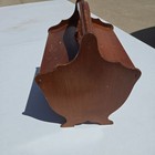 Vtg 1940 s Wood Sewing Box Cradle Bottom 2 Flip Top Doors Thread Tray