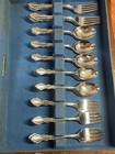 Vintage Wm Rogers   Son Silverplate Silverware Set In Original Wooden Box