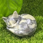 1pc Natural Stone Sleep Cat Hand Carved Quartz Crystal Skull Reiki Healing
