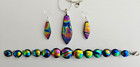 Handcrafted Teardrop Multicolor Fused Dichroic Glass Pendant  Earrings  Bracelet