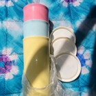 Tupperware 16 Oz Tumblers Set Of 3 Pastel Pink Blue Yellow With White Flat Seals