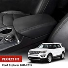 Fits 2011-2019 Ford Explorer Center Console Lid Armrest Leather Cover Trim Black