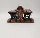 Vintage Enesco 1975  school Daze  Wooden And Cast Iron Bookends