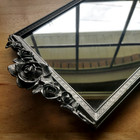 Vintage Vanity Tray Mirror Roses Heavy Hollywood Regency