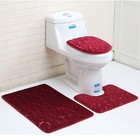 3-piece Bathroom Bath Mat Non-slip Contour Rug Set With Toilet Lid Cover Us  