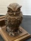 Vtg Brass Tone Metal Owl Bird Bookend 5 Inch
