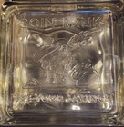 Vintage Mid Century Embossed Scotsman Glass Block Coin Bank  see Your Savings 