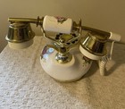 Vintage Telephone Tt System Ceramic Roses Princess Style Push Button Phone