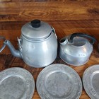 35  Pc Vtg Kids Metal aluminum Kitchen Play Set - Roaster  Kettle  Dishes Etc