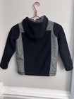 Lands End Kids Jacket Size 5-6 Black Gray Hooded Fleece Lined Pockets Cold Boys