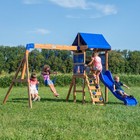 Wooden Cedar Swing Set Slide Deck Rock Wall Ladder Outdoor Backyard Play Set