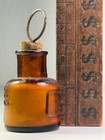 Rare Smiths German Medi-cement Amber Brown Med Bottle Circa 1900  peace Symbol 