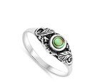Abalone Round Leaf Oxidized Vintage Boho Ring Sterling Silver Band Sizes 4-11