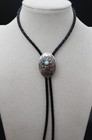 Vintage Native American Navajo Colar   Blue Turquoise Sterling Silver Bolo Tie