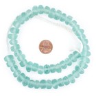 Clear Marine Rondelle Java Recycled Glass Beads 11mm Indonesia Sea Glass Green