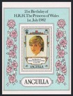 Anguilla 485-490 491 mnh michel 483-488 bl 43  Princess Diana 21th Birthday 1982