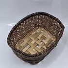 Lot Of  2 Mini Two Tone Brown Miniature Vintage Wicker Baskets One W Handle