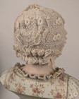 Antique Victorian 19th C Embroidered Net Lace Baby Bonnet Great For Doll