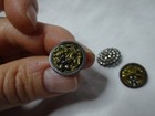 Antique Edwardian Gilded  Marcasite Shank Button Flowers Hammered Steel Lot Of 3