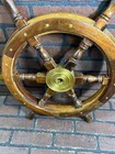 Nautical Wooden Ship Steering Wheel Pirate D  cor Wood Brass Fishing Boat 24 Inch