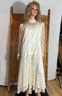 Jessica Mcclintock Wedding Dress 1920s Style Ivory Victorian Lace Choker Neck 16