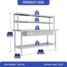 72  X 24  Worktable Stainless Steel Table With Overshelves With 72  X 12  Shelf