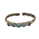 Tibetan Green Bloodstone Coral Amethyst Copper Cuff Bracelet