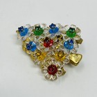 Vintage Christmas Tree Pin Lot Margarita Rivoli Flower Beads Brooch Aurora