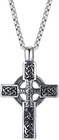Trinity Celtic Cross Necklace - Stainless Steel Triquetra Knot Irish Pendant - J