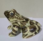 Brush Mccoy Pottery Frog Figurine Garden 3 5  X 5  Green Brown Vtg  30s Flaws