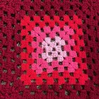 Vtg Handcrafted Crochet Granny Square Afghan Blanket Throw Red And Pink 65 x49 