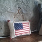 Patriotic Vintage Style Small Mini Stuffed Pillow Red White Blue Usa Flag 4th