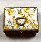 60s 70s Dritz Sewing Basket Japan Floral Wicker Organizer Hinged Vintage