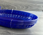 Blue Oval Plastic Fast Food Restaurant Serving Basket Snacks Meals 4pc