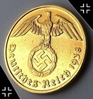 Thousand Year Reich Necklace - Gold Brass Reichspfennig Coin - Ww2 Nazi Germany
