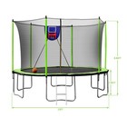 15ft Trampoline With Basketball Hoop Inflator Ladder 6 Pole Sleeves Galvanized
