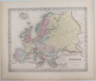 Original 1855 Colton s Hand Colored Map Of Europe