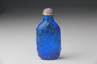 Chinese Carved Blue Peking Glass Snuff Bottle W  Lohan